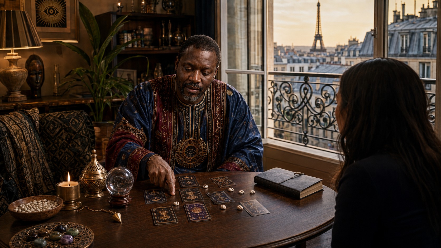 Marabout Samory pendant une consultation à Paris